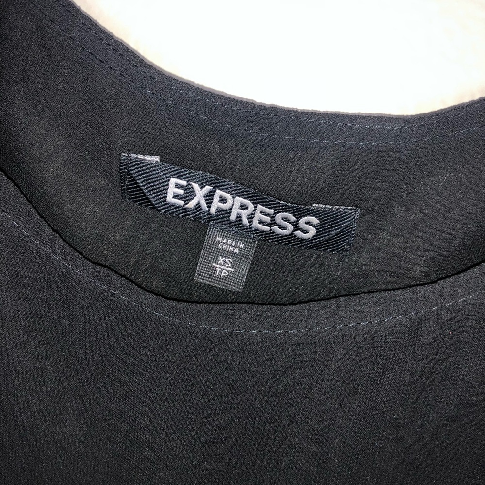 Express Y2K Blouson Mini Dress Black Drop Waist Copper Gold Sequin Skirt Size XS - Picture 6 of 8